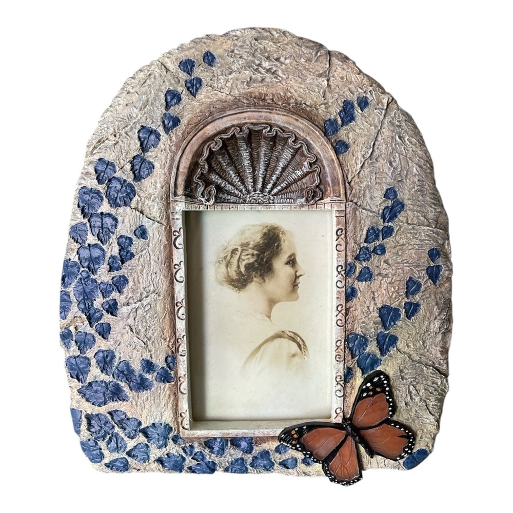 3/$25🎞️Decorative Resin 3D Photo Frame with Blue Leaves and Butterfly 3x5